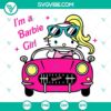 Hello Kitty Barbie Car and I'm a Barbie Girl SVG PNG, cute and colorful design for Hello Kitty and Barbie fans.