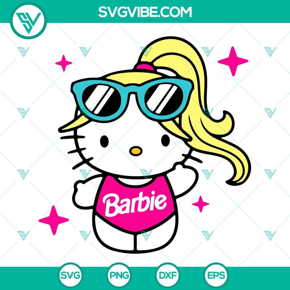 Hello Kitty Barbie SVG, Barbie 2023 SVG PNG DXF EPS Cricut Hello Kitty Barbie 2023 SVG design for Cricut - Download includes SVG, PNG, DXF, and EPS files for crafting enthusiasts.
