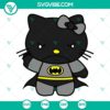Hello Kitty Batman and Super Hero SVG images, adorable Kawaii Kitty design for digital crafting, instant download.