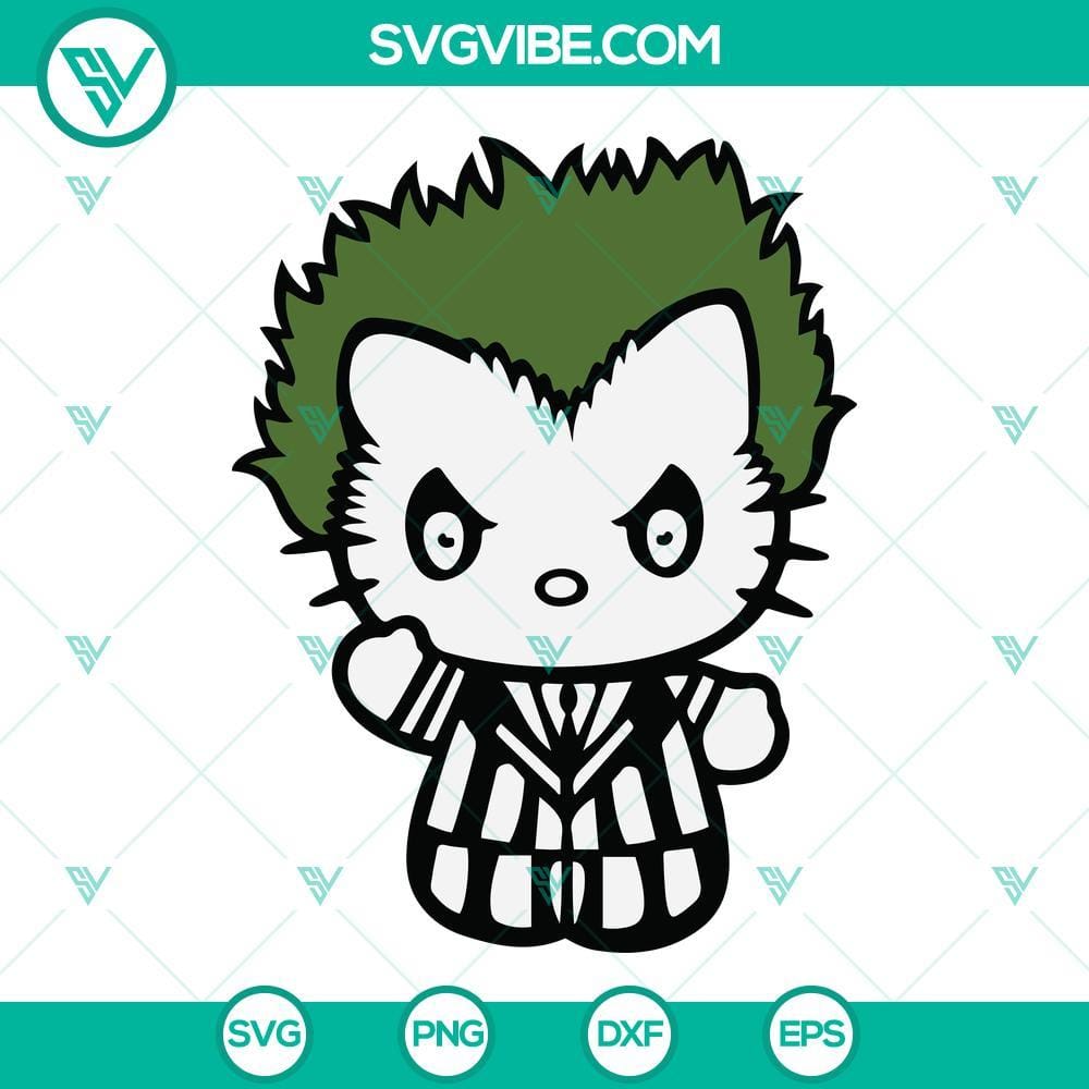 Hello Kitty Beetlejuice SVG, Hello Kitty Halloween SVG, Beetlejuice SVG Hello Kitty Beetlejuice Halloween SVG design, cute Hello Kitty character in spooky Beetlejuice theme, perfect for Halloween crafts and projects.