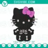 Hello Kitty black skeleton embroidery file with spooky design, perfect for Halloween projects.