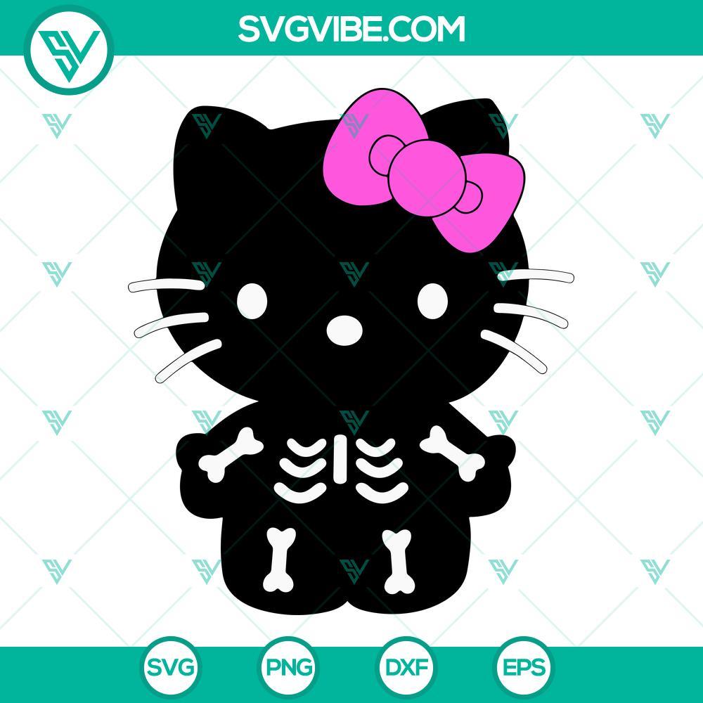 Hello Kitty Black Skeleton Halloween SVG PNG DXF EPS Cut Files Hello Kitty Black Skeleton Halloween SVG PNG DXF EPS Cut Files for spooky crafting projects.