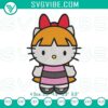 Hello Kitty Blossom Powerpuff Girls character embroidery designs for digital files, cute cartoon character art for apparel and crafts.