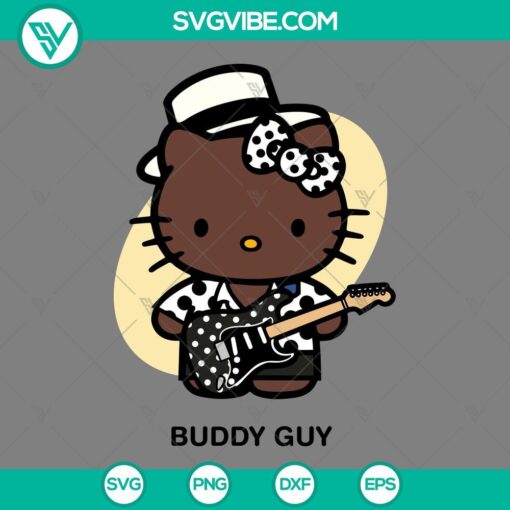Hello Kitty Buddy Guy SVG image, featuring Hello Kitty guitarist and singer, themed SVG files for download.
