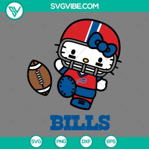Hello Kitty Buffalo Bills SVG design featuring team logo and mascot for download in PNG, EPS, and DXF formats.
