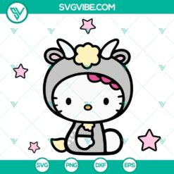 Cute Capricorn and Hello Kitty SVG designs for Cricut crafting, featuring adorable Kawaii elements. Ideal for baby-themed projects.