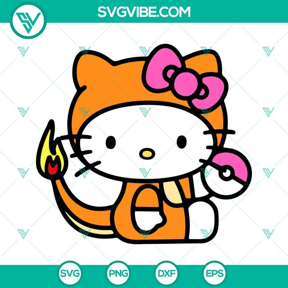 Hello Kitty Charmander SVG, Pokemon SVG PNG DXF EPS Hello Kitty Charmander Pokemon SVG Download with multiple file formats - PNG, DXF, EPS. Ideal for DIY projects and crafts.