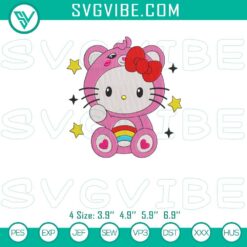 Hello Kitty Cheer Bear embroidery file with Care Bear embroidery pattern, cute and delightful design for crafting projects.