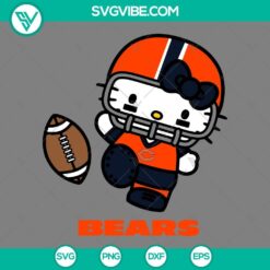 Hello Kitty Chicago Bears design in SVG, PNG, EPS, and DXF files for download. Ideal for crafting and sports fans.