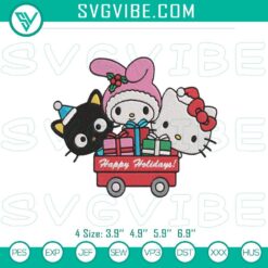 Hello Kitty Chococat My Melody Christmas Embroidery File, Cute Holiday Embroidery
