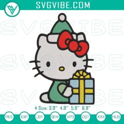 Hello Kitty Christmas Embroidery File, Festive Holiday Embroidery Design