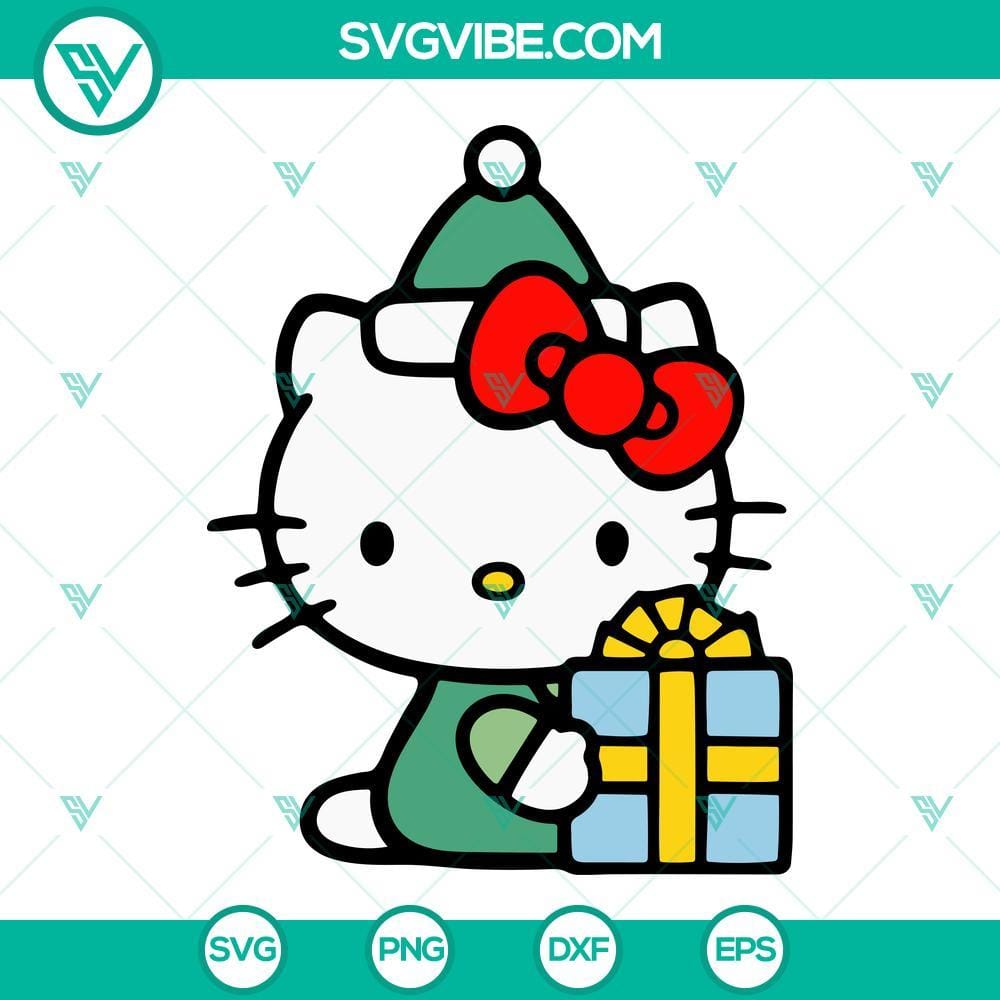 Hello Kitty Christmas SVG PNG EPS DXF Cut Files Cute Hello Kitty Christmas cut files in SVG, PNG, EPS, and DXF formats for crafting. Perfect for holiday projects.