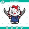 Hello Kitty Chucky and Horror Movie Halloween SVG Files - Spooky Chucky doll and cute Hello Kitty mashup design for Halloween.