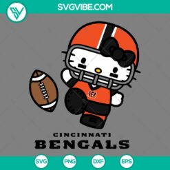 Hello Kitty Cincinnati Bengals SVG design with PNG, EPS, and DXF file formats for crafting and digital projects.