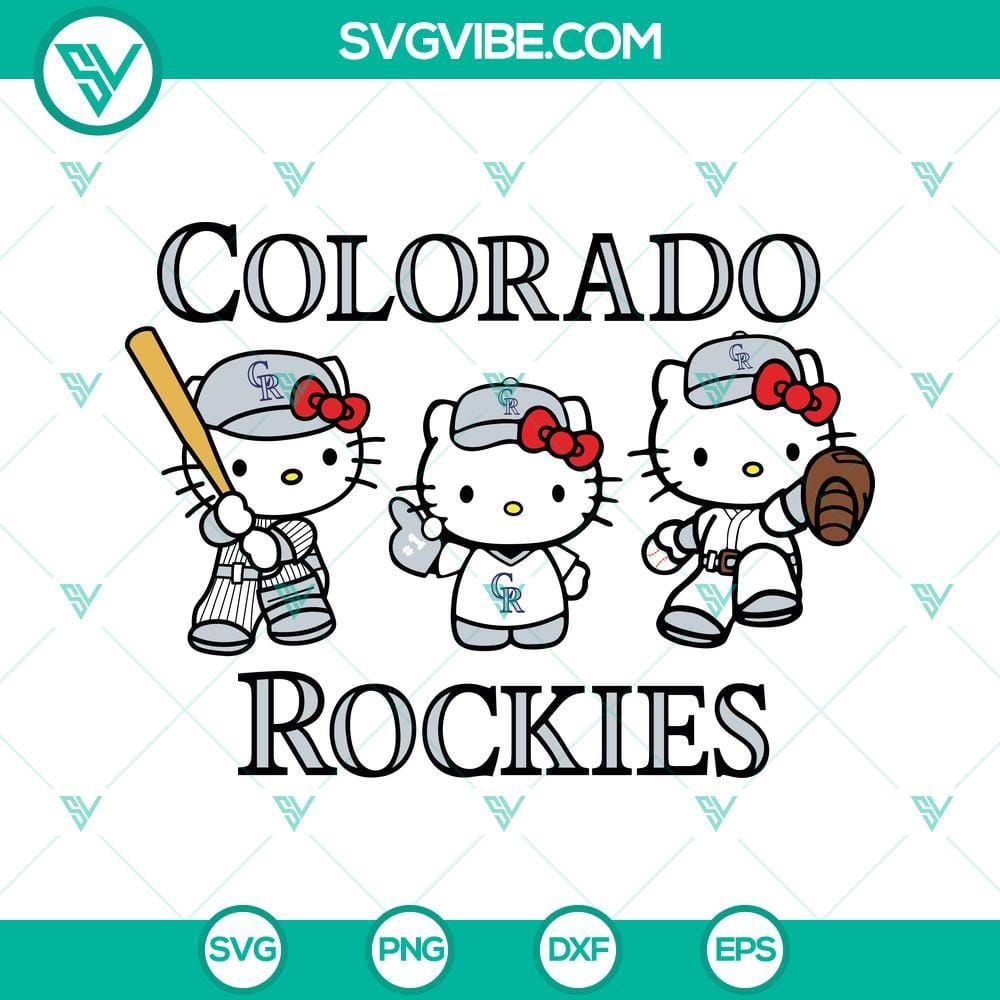 Hello Kitty Colorado Rockies Baseball SVG PNG DXF EPS Hello Kitty Colorado Rockies baseball logo design for SVG, PNG, DXF, EPS. Perfect for sports fans and DIY crafts.