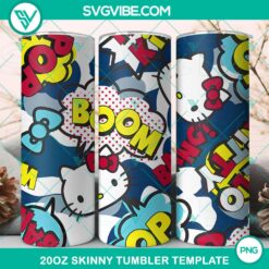 Hello Kitty Comics Boom Bang 20oz Tumbler Wrap PNG File with vibrant comic book style design, perfect for fans.