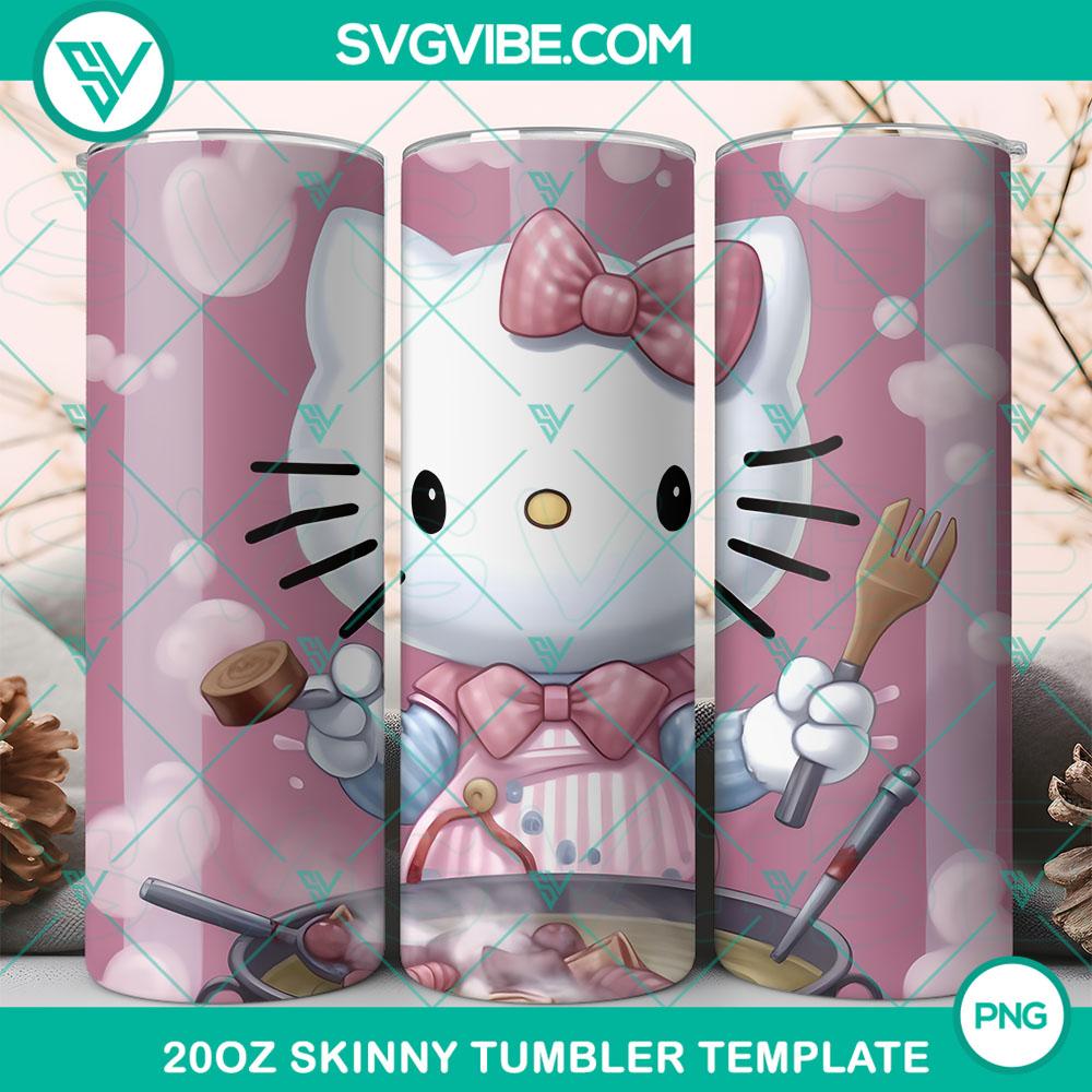 Hello Kitty Cooking 20oz Tumbler Wrap PNG File Hello Kitty-themed 20oz tumbler wrap PNG file for cooking enthusiasts, cute design, ideal for personalizing drinkware.