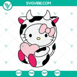 Hello Kitty Cow SVG files PNG DXF EPS Cut Files for Cricut Silhouette, suitable for crafting projects and personalizing items.