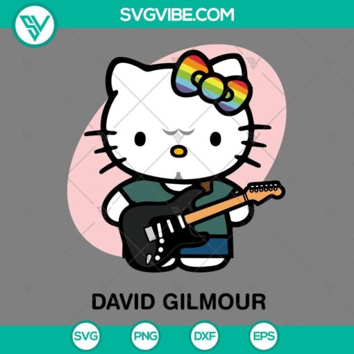 Hello Kitty David Gilmour Pink Floyd SVG design with various file formats for digital crafting projects.