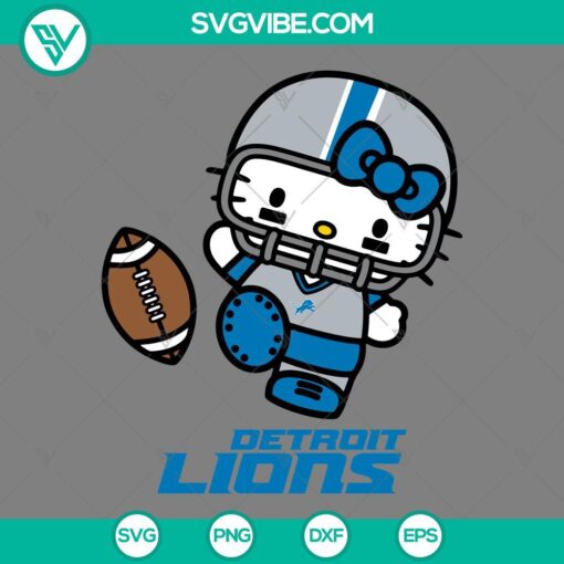 Hello Kitty Detroit Lions football team logo design in SVG, PNG, EPS, and DXF file formats for personalization and crafting.