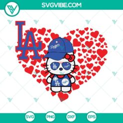 Hello Kitty Dodgers and LA Dodgers baseball logo SVG design for Dodgers fans.