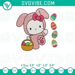 Hello Kitty Easter Bunny Embroidery File, Festive Hello Kitty Design