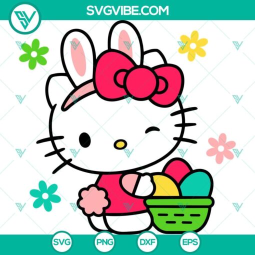 Adorable Hello Kitty Easter Bunny SVG, perfect for Easter projects. Happy Easter Day theme design.