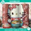 Hello Kitty themed 20oz tumbler wrap design, featuring a cute Hello Kitty eating ramen noodles. PNG file for digital use.