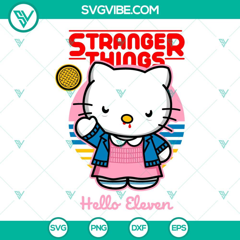 Hello Kitty Eleven SVG, Eleven Stranger Things SVG PNG DXF EPS Cricut Hello Kitty and Eleven Stranger Things SVG design with 11 file formats - PNG, SVG, DXF, EPS. Cute and unique TV show crossover digital art.