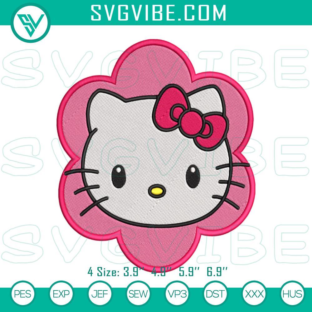 Hello Kitty Face Flower Embroidery Design Download File Hello Kitty face flower embroidery design, cute floral digital stitched file for crafts and personal projects.