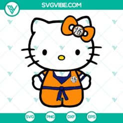 Hello Kitty Goku crossover design in SVG format with Dragon Ball characters, PNG, DXF, and EPS files for download.