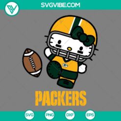Hello Kitty Green Bay Packers logo SVG design in PNG, EPS, and DXF files perfect for fans of both teams.