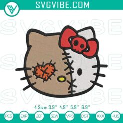 Spooky Hello Kitty Halloween embroidery design with a horror face motif, perfect for Halloween projects.
