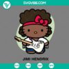 Hello Kitty Jimi Hendrix SVG design for download in PNG, EPS, DXF file formats. Unique cartoon rockstar mashup.