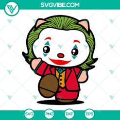 Hello Kitty Joker SVG Download, Kitty Joker DC Movies design, featuring SVG images in PNG, DXF, and EPS formats for digital projects.