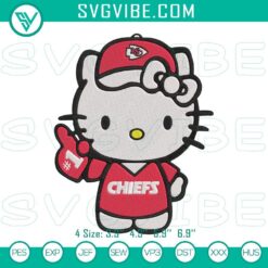 Hello Kitty Kansas City Chiefs embroidery designs, NFL team file with cute and sporty elements for stylish crafting projects.
