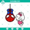 Hello Kitty kissing Spiderman SVG design - digital download featuring Hello Kitty and Spiderman characters in vector format.