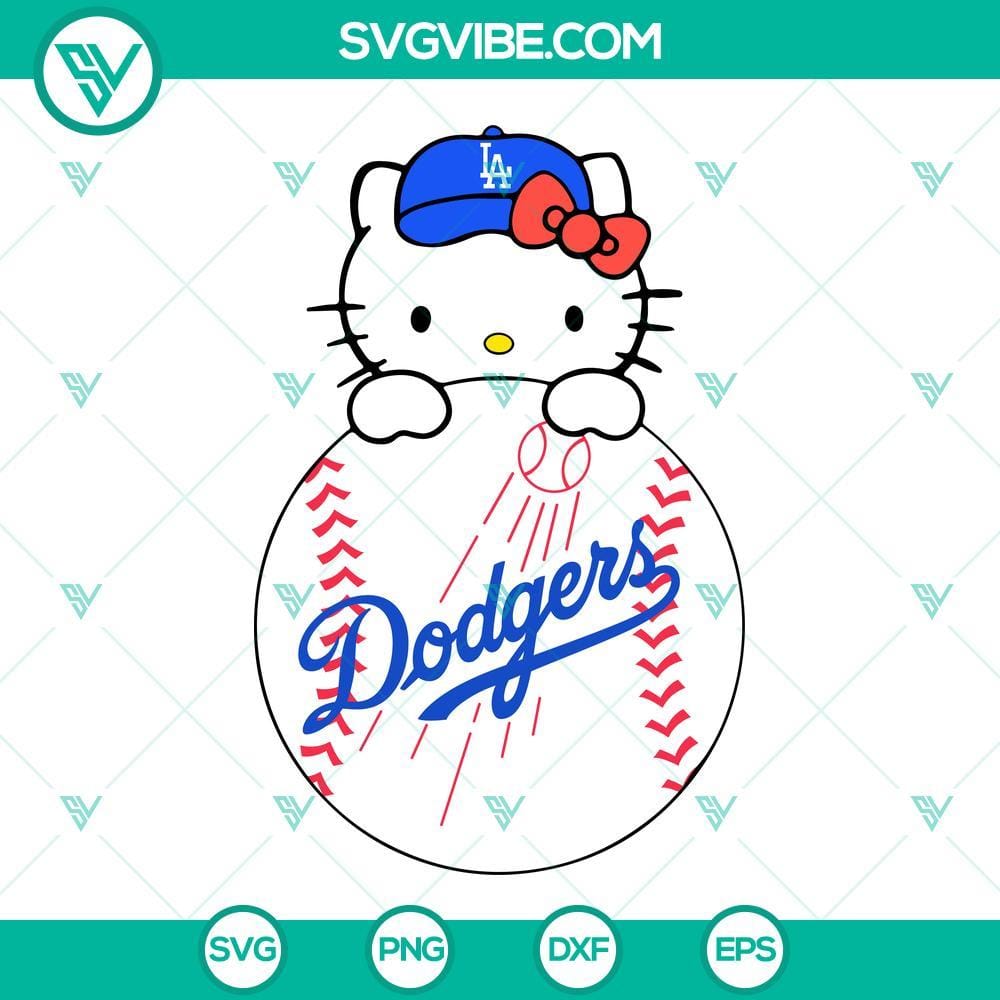 Hello Kitty LA Dogers SVG Image, Hello Kitty Los Angeles Dodgers SVG Download Hello Kitty LA Dodgers SVG with Hello Kitty wearing Dodgers baseball uniform, downloadable design by Los Angeles Dodgers.