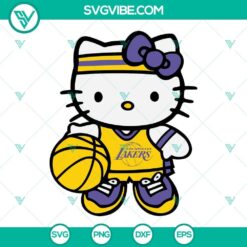 Hello Kitty LA Lakers SVG Files for download featuring cute collaboration design between Hello Kitty and Los Angeles Lakers, Kitty Lakers theme.
