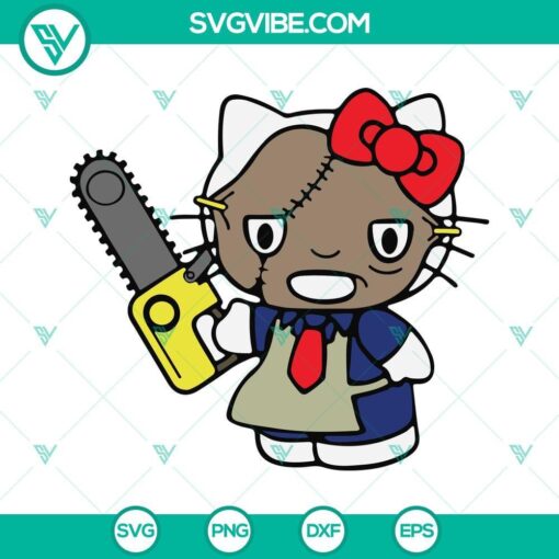 Hello Kitty Leatherface and Horror Halloween SVG designs, perfect for spooky Halloween projects. Download now for unique Halloween crafts.