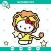 Hello Kitty Leo and Cute Lion SVG images, Kawaii Hello Kitty SVG design in a playful and adorable style for crafts and projects.