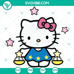 Hello Kitty Libra and Pink Bow SVG images perfect for Cricut, featuring a blue and pink Hello Kitty design, ideal for craft projects.
