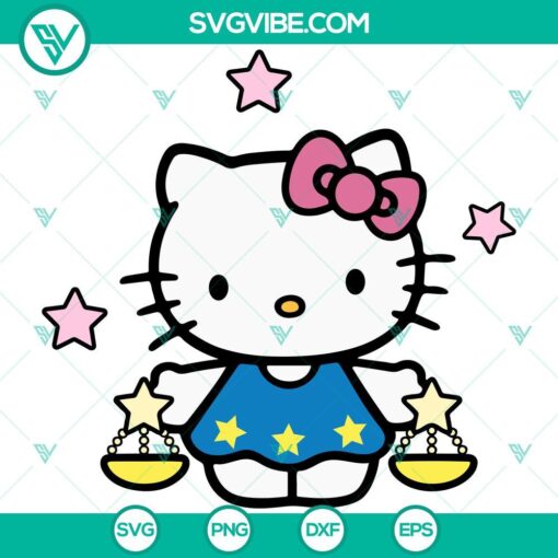 Hello Kitty Libra and Pink Bow SVG images perfect for Cricut, featuring a blue and pink Hello Kitty design, ideal for craft projects.