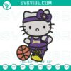 Hello Kitty Los Angeles Lakers embroidery design, NBA basketball-themed digital file with adorable Hello Kitty in Lakers colors.