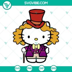 Hello Kitty Mad Hatter SVG design with Alice in Wonderland theme. Great for crafts and printing. Include PNG, DXF, EPS file formats.