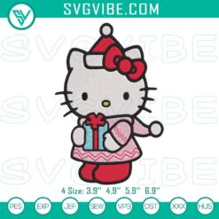 Hello Kitty Merry Christmas Embroidery File, Holiday Hello Kitty Design