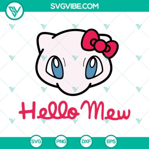 Hello Kitty Mew and Mewtwo Pokemon SVG design file with PNG, EPS, DXF formats for digital crafting projects.