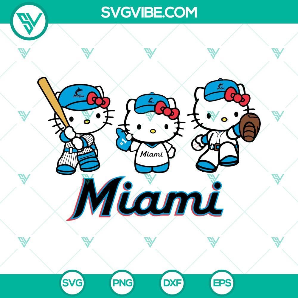 Hello Kitty Miami Marlins Baseball SVG PNG DXF EPS Hello Kitty Miami Marlins baseball SVG files with PNG, DXF, and EPS formats for download.