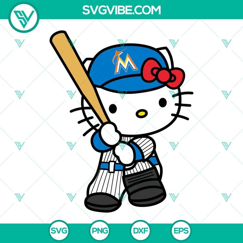 Hello Kitty Miami Marlins SVG, Kitty Marlins SVG PNG DXF EPS Hello Kitty Miami Marlins SVG design with Kitty Marlins logo in PNG, DXF, EPS formats. Perfect for fans!