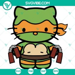 Hello Kitty meets Teenage Mutant Ninja Turtles in SVG files for digital crafting projects. Perfect for fans of both iconic characters.